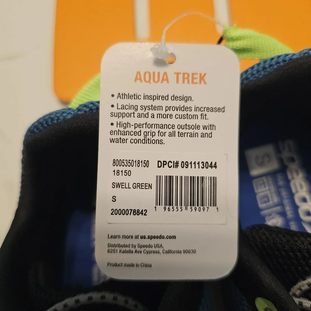 Speedo Aqua Trek Water Shoes Kids Junior Size 13-1 Green Black Neon Bungee NWT‎